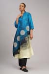 Shop_Taika By Poonam Bhagat_Multi Color Linen Embroidery V-neck Ocean Tunic _Online_at_Aza_Fashions