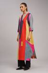 Buy_Taika By Poonam Bhagat_Multi Color Linen Embroidery V-neck Jigsaw Printed Tunic 