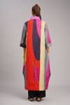 Shop_Taika By Poonam Bhagat_Multi Color Linen Embroidery V-neck Jigsaw Printed Tunic _at_Aza_Fashions