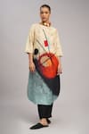 Buy_Taika By Poonam Bhagat_Multi Color Linen Embroidery Mandarin Collar Multicolor Abstract Art Tunic _at_Aza_Fashions