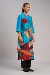 Buy_Taika By Poonam Bhagat_Multi Color Linen Embroidery Mandarin Collar Multicolor Printed Tunic 