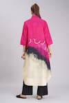 Shop_Taika By Poonam Bhagat_Multi Color Linen Embroidery Split V-neck Pink Jam Tunic _at_Aza_Fashions