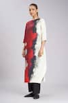 Buy_Taika By Poonam Bhagat_Multi Color Linen Embroidery High Neck Abstract Art Printed Tunic _Online_at_Aza_Fashions