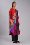 Buy_Taika By Poonam Bhagat_Multi Color Linen Embroidery Mandarin Collar Abstract Art Printed Tunic _Online_at_Aza_Fashions