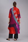 Shop_Taika By Poonam Bhagat_Multi Color Linen Embroidery Mandarin Collar Abstract Art Printed Tunic _at_Aza_Fashions