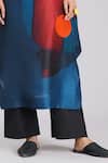 Buy_Taika By Poonam Bhagat_Multi Color Silk Embroidery Round Neck Twilight Printed Linen Tunic _Online_at_Aza_Fashions