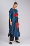 Shop_Taika By Poonam Bhagat_Multi Color Silk Embroidery Round Neck Twilight Printed Linen Tunic _Online_at_Aza_Fashions