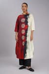 Buy_Taika By Poonam Bhagat_Multi Color Linen Embroidery Round Neck Abstract Art Inspired Tunic _at_Aza_Fashions