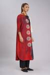 Buy_Taika By Poonam Bhagat_Multi Color Linen Embroidery Round Neck Abstract Art Inspired Tunic _Online_at_Aza_Fashions