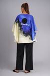 Shop_Taika By Poonam Bhagat_Multi Color Silk Embroidery Round Neck Abstract Art Printed Blue Sky Top _at_Aza_Fashions