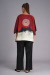 Shop_Taika By Poonam Bhagat_Multi Color Linen Embroidery Round Neck Abstract Art Inspired Top _at_Aza_Fashions
