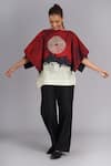 Buy_Taika By Poonam Bhagat_Multi Color Linen Embroidery Round Neck Abstract Art Inspired Top _Online_at_Aza_Fashions