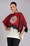 Taika By Poonam Bhagat_Multi Color Linen Embroidery Round Neck Abstract Art Inspired Top _at_Aza_Fashions