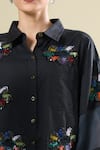 Afew By Rahul Mishra_Black Embroidery Collared Shirt _Online_at_Aza_Fashions