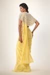 Shop_Couture By Niharika_Yellow Organza, Satin, Georgette Round Neck And Saree Set _at_Aza_Fashions