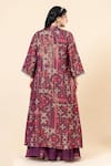 Shop_Mamicha_Wine Crepe Sequins Open , Sweetheart Printed Cape Set _at_Aza_Fashions