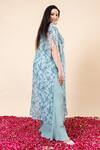 Shop_Mamicha_Green Chiffon V-neck Cyan-green Sparkle Overlay Set _Online_at_Aza_Fashions