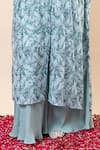 Mamicha_Green Chiffon V-neck Cyan-green Sparkle Overlay Set _at_Aza_Fashions