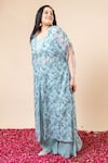 Buy_Mamicha_Green Chiffon V-neck Cyan-green Sparkle Overlay Set 