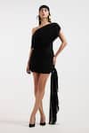 Buy_Deme By Gabriella_Black Asymmetric Designer Draped Dress _at_Aza_Fashions