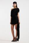 Deme By Gabriella_Black Asymmetric Designer Draped Dress _at_Aza_Fashions