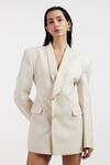 Buy_Deme By Gabriella_Off White Shawl Neck Cleo Blazer Dress _at_Aza_Fashions