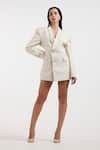 Buy_Deme By Gabriella_Off White Shawl Neck Cleo Blazer Dress 