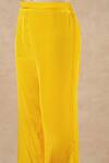 Shop_Dori & CO._Yellow Embroidery V-neck Golden Silk Crepe Kurta And Pants Set _Online_at_Aza_Fashions