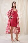 Buy_Soup By Sougat Paul_Pink Cotton, Net Embroidery Collared Ravya Dress With Embellished Jacket _Online_at_Aza_Fashions