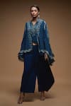 Buy_Nirraamyaa_Blue Bemberg, Crepe Designer Cape And Dhoti Pant Set _at_Aza_Fashions