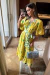 Buy_Surabhi Arya_Yellow Muslin V-neck Lemon Dress With Belt _Online