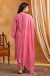 Shop_Anshu Wadhwa_Peach Chanderi, Cotton Embroidery V-neck Pink Kurta Set _at_Aza_Fashions