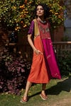 Shop_Medha_Pink Silk Beads Round Neck Multi Color Handcrafted Tunic _Online_at_Aza_Fashions