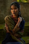 Shop_Medha_Blue Silk, Tissue, Organza Embroidery Round Neck Kurta Set With Dupatta _Online_at_Aza_Fashions