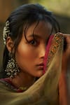 Medha_Blue Silk, Tissue, Organza Embroidery Round Neck Kurta Set With Dupatta _Online