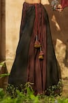 Buy_Medha_Red Silk Beads, Tassels V-neck Handcrafted Embroidered Skirt Set _Online_at_Aza_Fashions