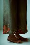 Medha_Green Chanderi Embroidery Collared Handcrafted Tunic And Pant Set _at_Aza_Fashions