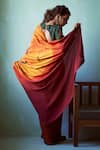 Shop_Medha_Yellow Silk Sequins, Embroidery V-neck Haldi Handwoven Saree And Blouse _at_Aza_Fashions
