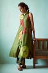 Buy_Medha_Green Silk, Chanderi Embroidery Collared Habutai Tunic And Pants _at_Aza_Fashions