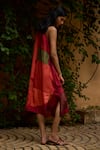 Shop_Medha_Red Silk Collared Multi Color Pure Dress _at_Aza_Fashions