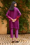 Shop_Medha_Purple Silk, Cotton Round Neck Tunic And Pant Set _at_Aza_Fashions