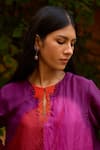 Medha_Purple Silk, Cotton Round Neck Tunic And Pant Set _at_Aza_Fashions