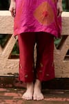 Medha_Pink Silk, Cotton Embroidery Collared And Red Handcrafted Tunic Set _Online_at_Aza_Fashions