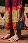 Medha_Mustard Silk Embroidery Collared And Maroon Tunic Pant Set _at_Aza_Fashions