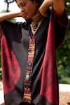 Buy_Medha_Black Satin, Chiffon Beads V-neck Crinkled Kurta Set _Online_at_Aza_Fashions
