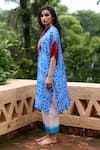 Shop_Medha_Blue Silk, Cotton Tassels Collared Light Tunic And Pant Set _at_Aza_Fashions
