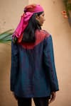 Shop_Medha_Blue Silk, Cotton Embroidery Open Neck Teal Handcrafted Jacket _at_Aza_Fashions