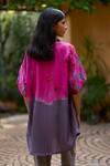 Shop_Medha_Pink Silk Embroidery Collared Handcrafted And Grey Shirt _at_Aza_Fashions