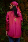 Shop_Medha_Pink Silk Embroidery Collared Handcrafted Shirt _at_Aza_Fashions