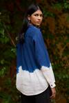 Shop_Medha_Blue Cotton Embroidery Collared And White Handcrafted Shirt _at_Aza_Fashions